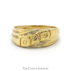 10k Yellow Gold "DAD" Ring with Grooved Designed Sides