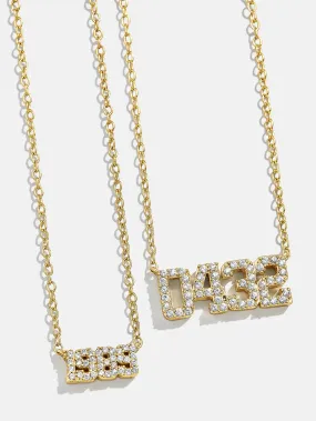 18K Gold Varsity Font Custom Number Necklace - Varsity Font Numbers