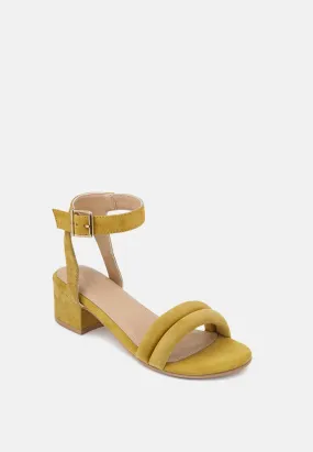 AMELIA Mustard Minimalist Block Heel Sandal