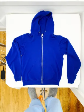 American Apparel Royal Blue Zip Up Hooded Sweatshirt (Medium)