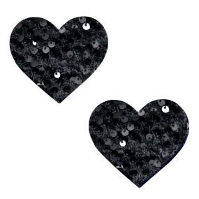 Black Sequin Velvet Crush I Heart U Nipple Cover Pasties