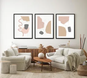 Blushed Organic Shapes - Set Of 3 Prints