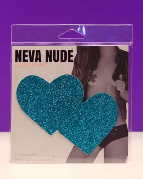 Bowie Blue Glitter Heart Pasties