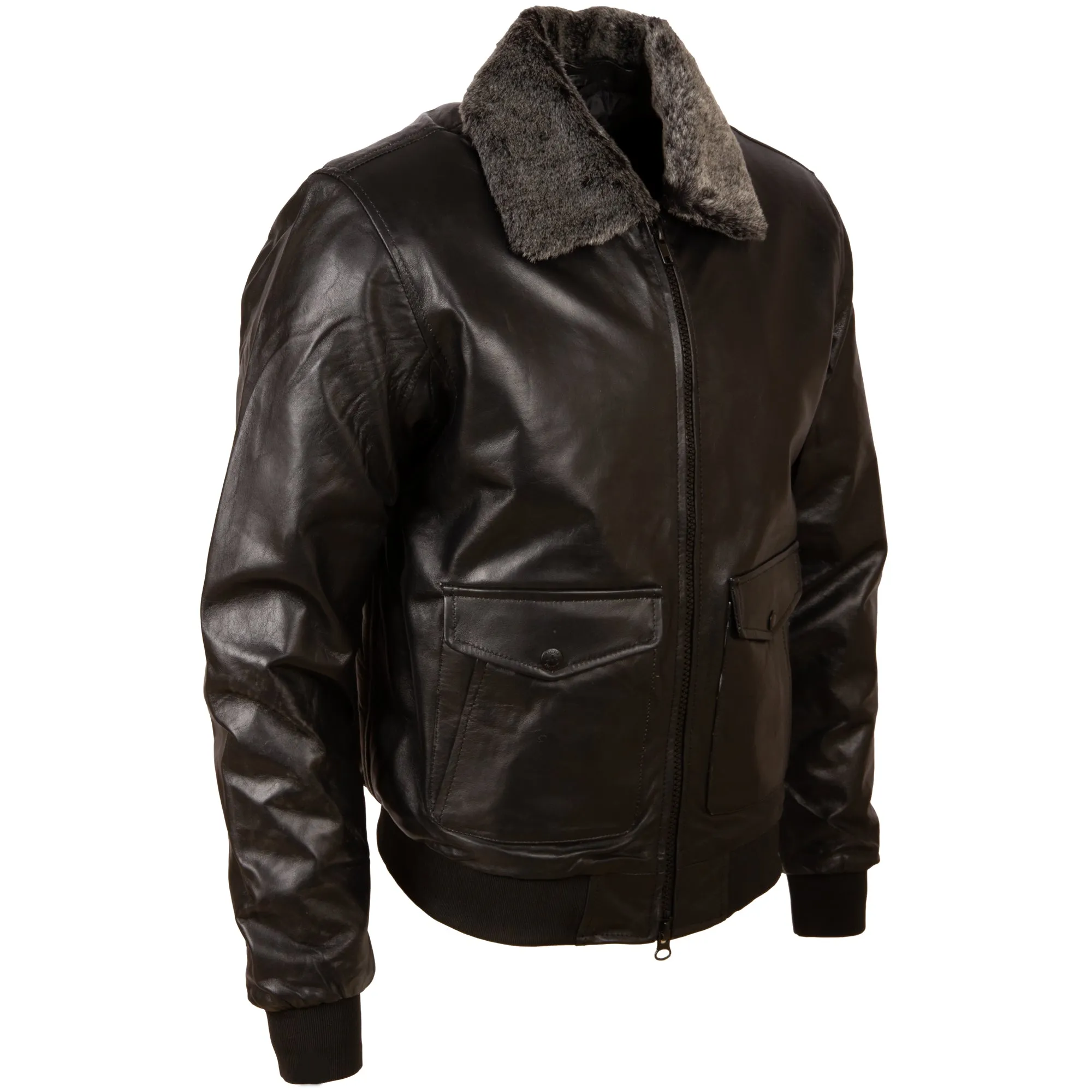 BP9J Men's Pilot Aviator Jacket - Black/Snow Top