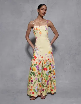 Cordiela Cotton Maxi Dress - Terrazzo Flower Yellow - SALE