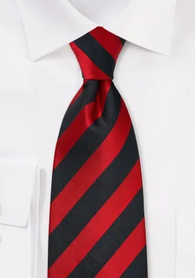 Deep Red and Black Repp&Regimental Striped Necktie