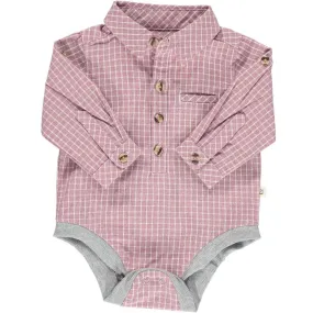 Dusty pink grid woven onesie | Me & Henry