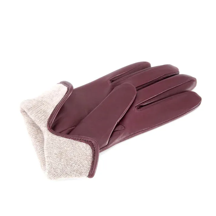 Gala Gloves Bordeaux Soft Nappa Leather Gloves With Palm Opening And Cashmere Lining