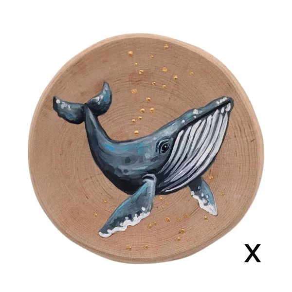 Handpainted Whale Wood Disc - Small