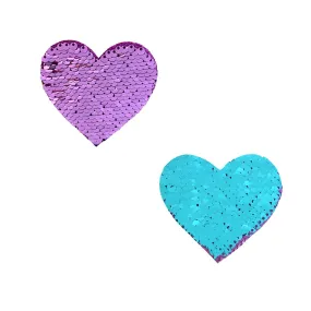 Jasmine Lilac & Turquoise Flip Sequin I Heart U Small Body Stickers 6PK