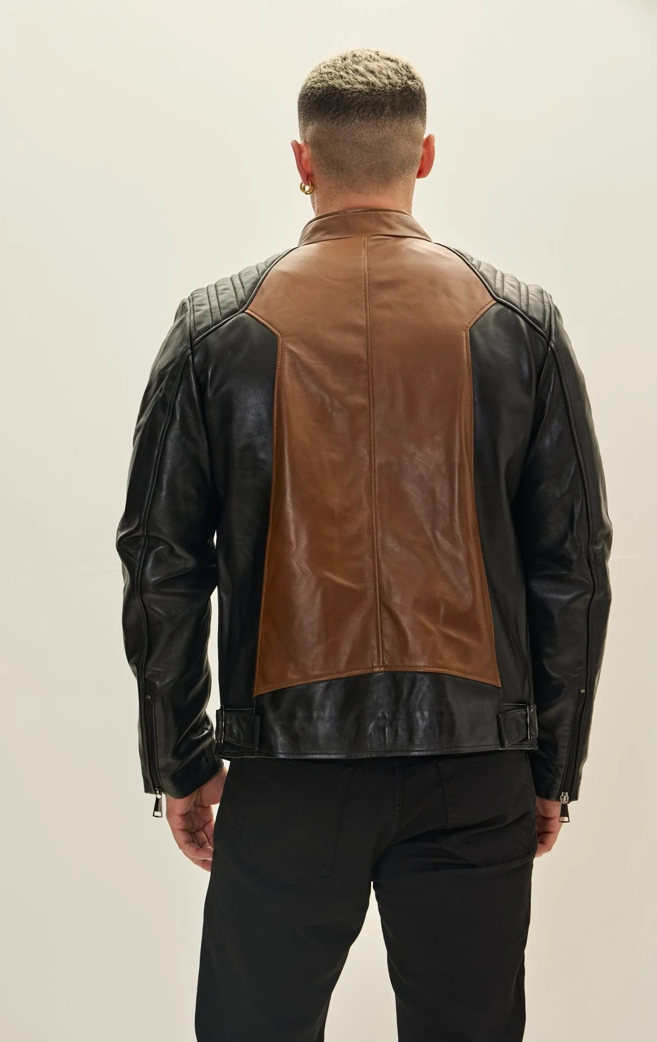 Leather Bomber Jacket - Black Whiskey