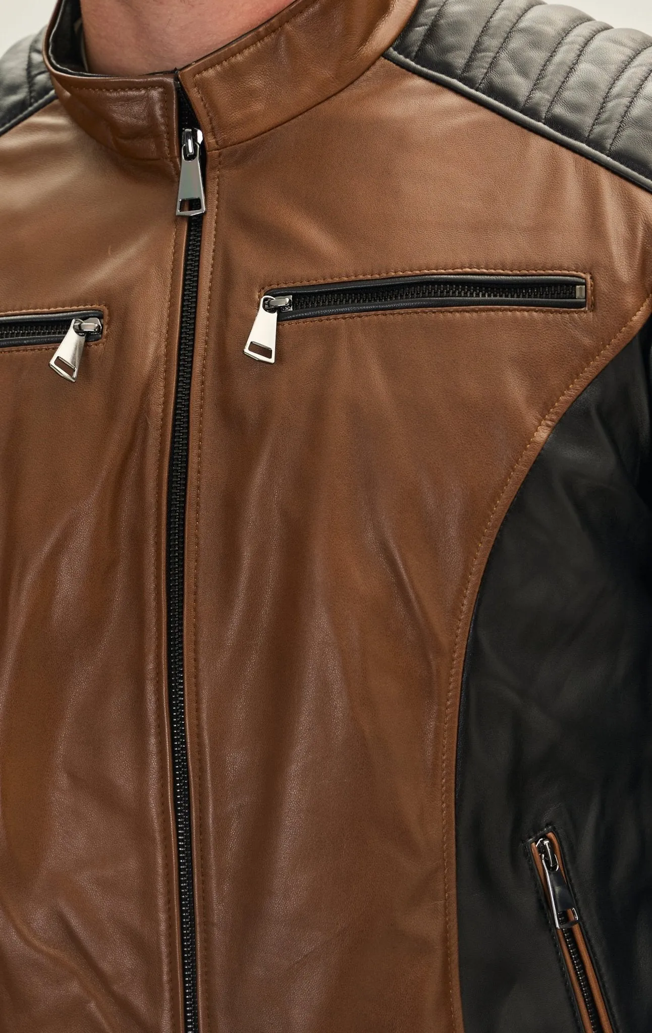 Leather Bomber Jacket - Black Whiskey