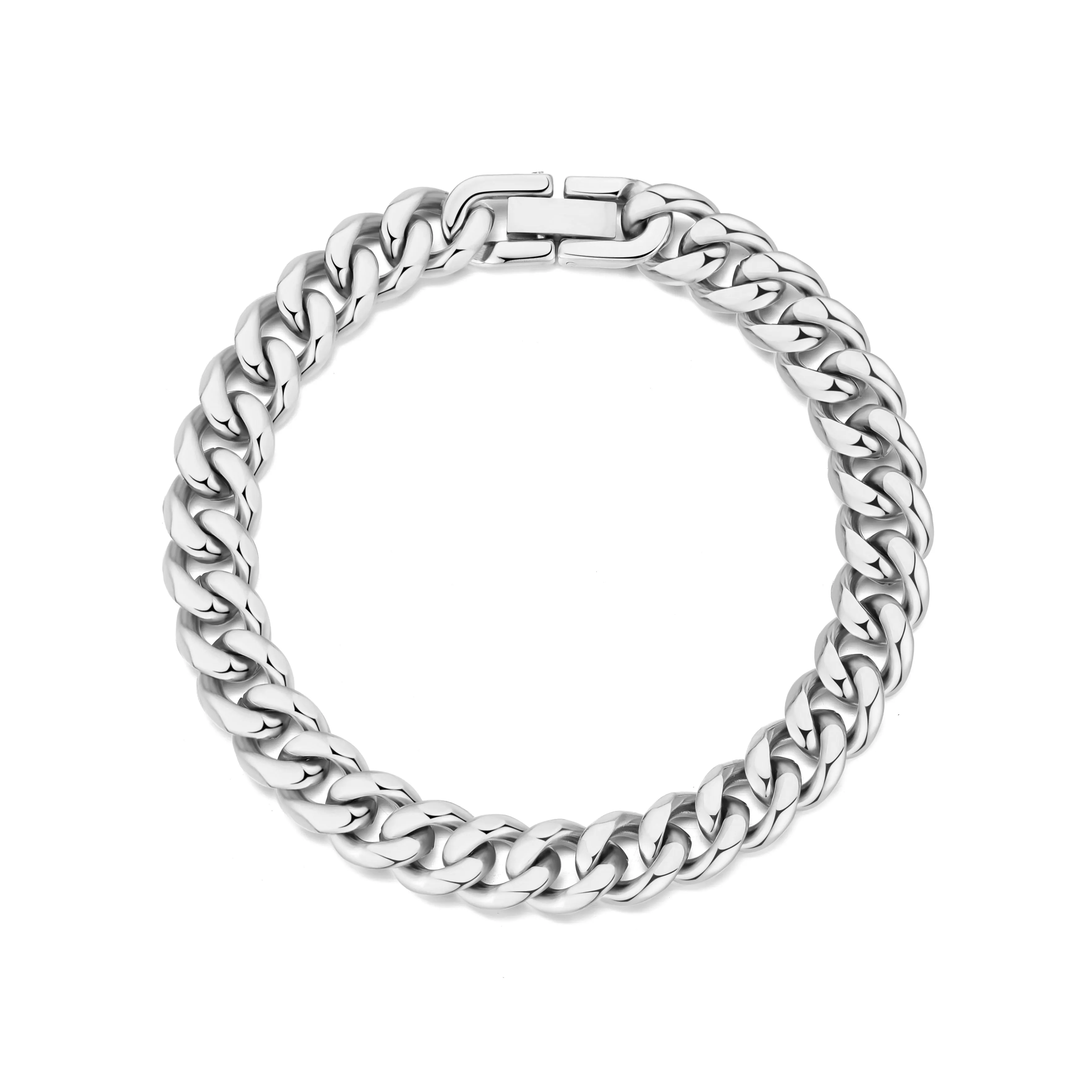 Men's 9mm Stainless Steel 7.5-8.5 Inch Curb Chain Bracelet