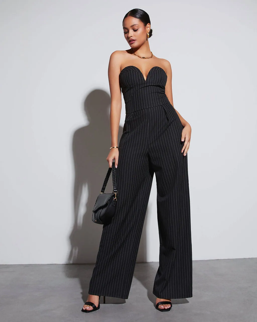 Midnights Strapless Pinstripe Jumpsuit