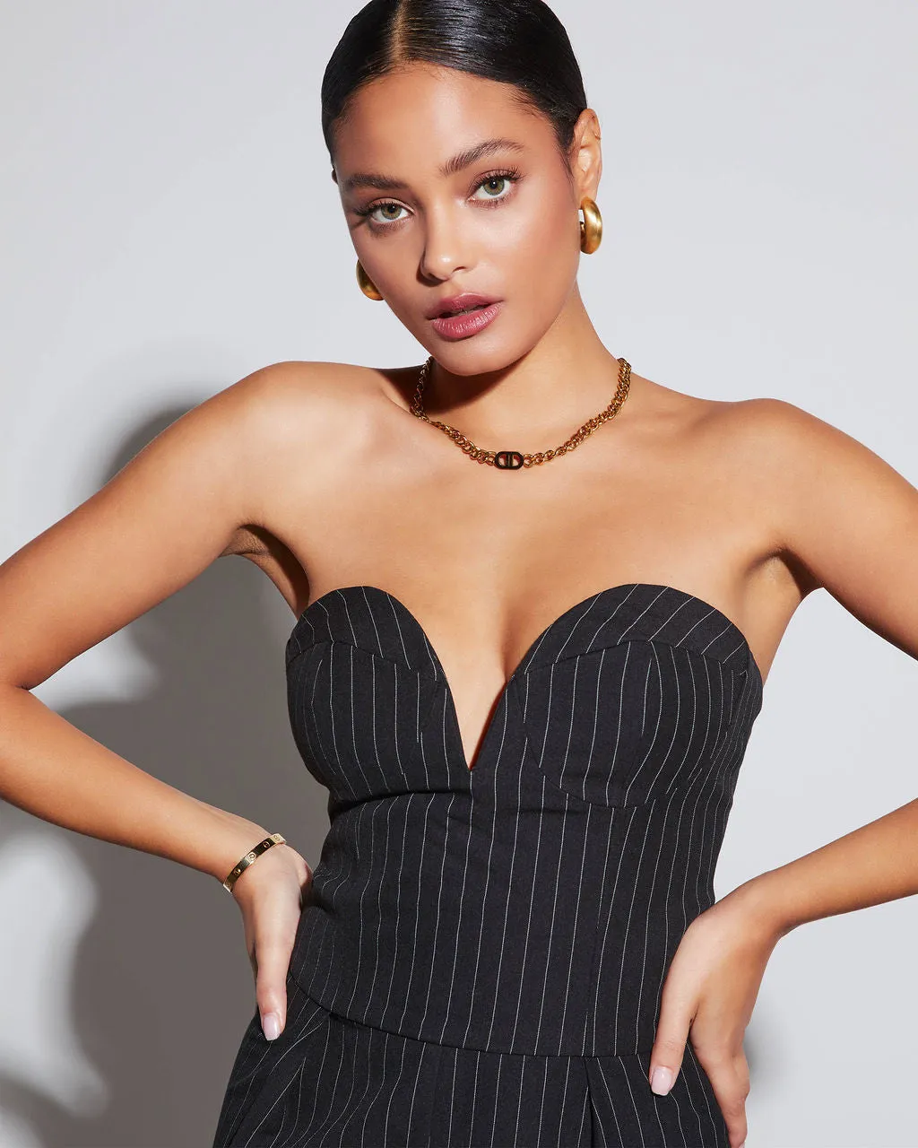 Midnights Strapless Pinstripe Jumpsuit