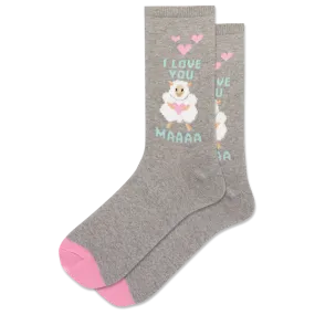 "I Love You Maa" Cotton Crew Socks by Hot Sox- Medium