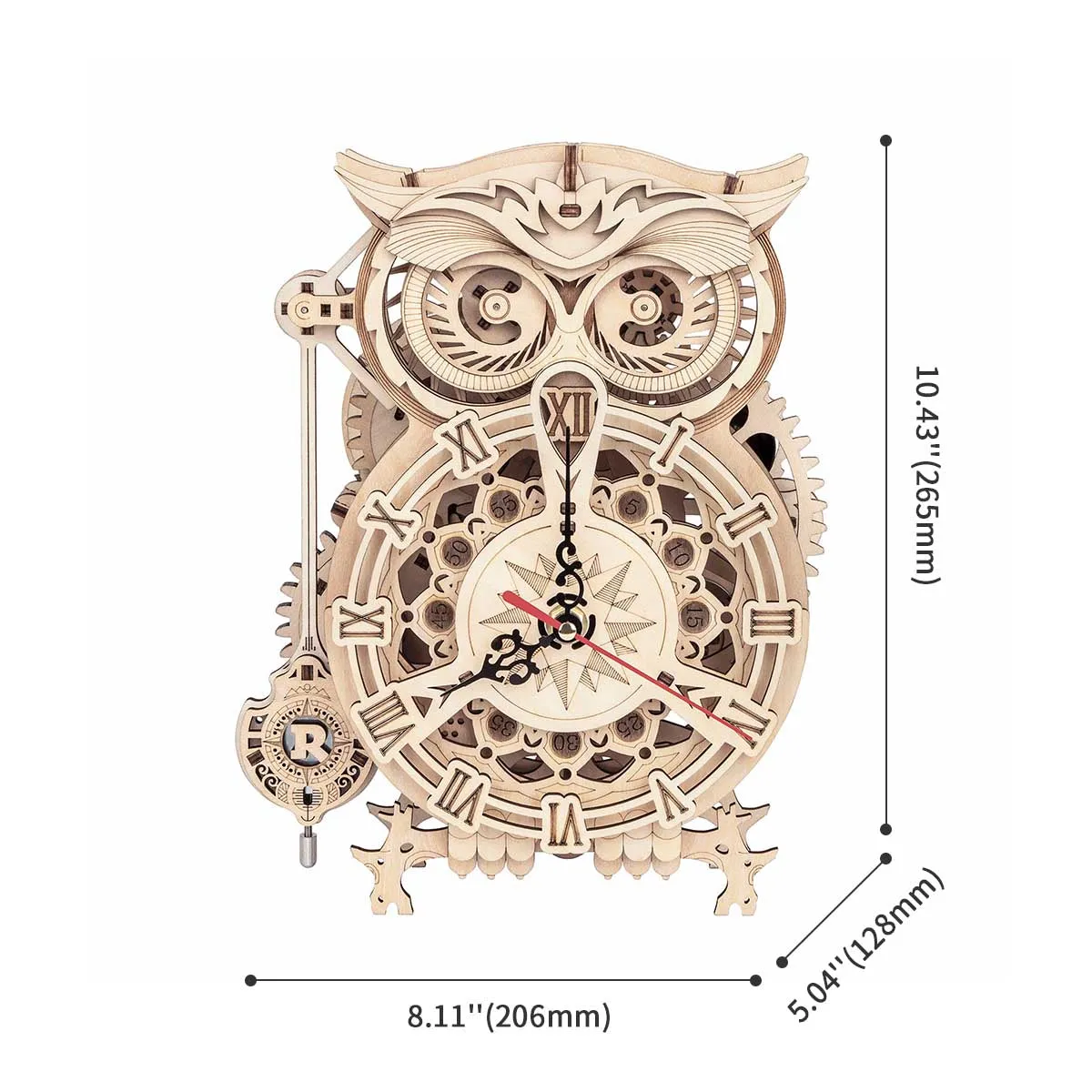 ROKR Owl Clock Mechanical Gears 3D Wooden Puzzle LK503