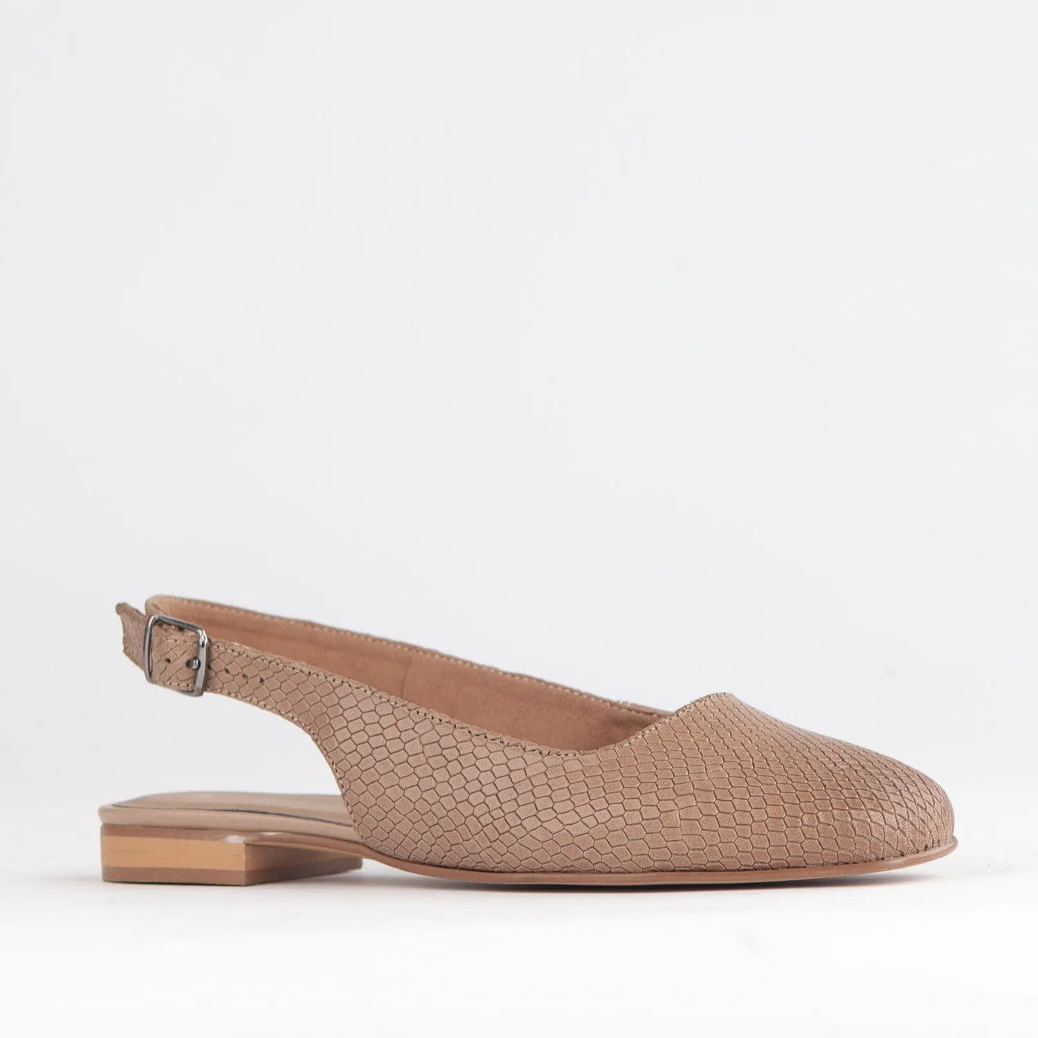 Slingback Flat Pump in Stone - 12589