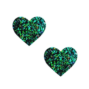 Super Sparkle Green Envy Chunky Glitter I Heart U Small Body Stickers 6PK