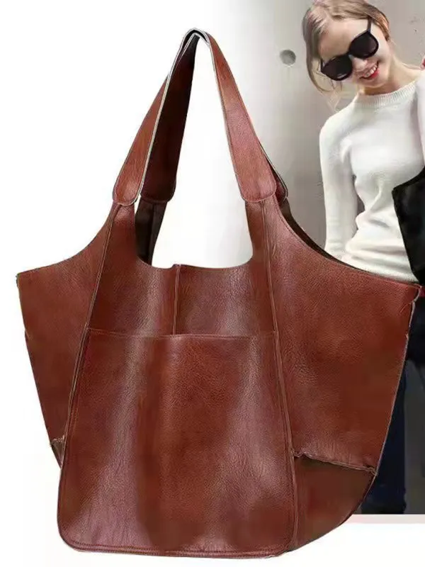 Women's Large Soft PU Leather Shoulder Tote Bag