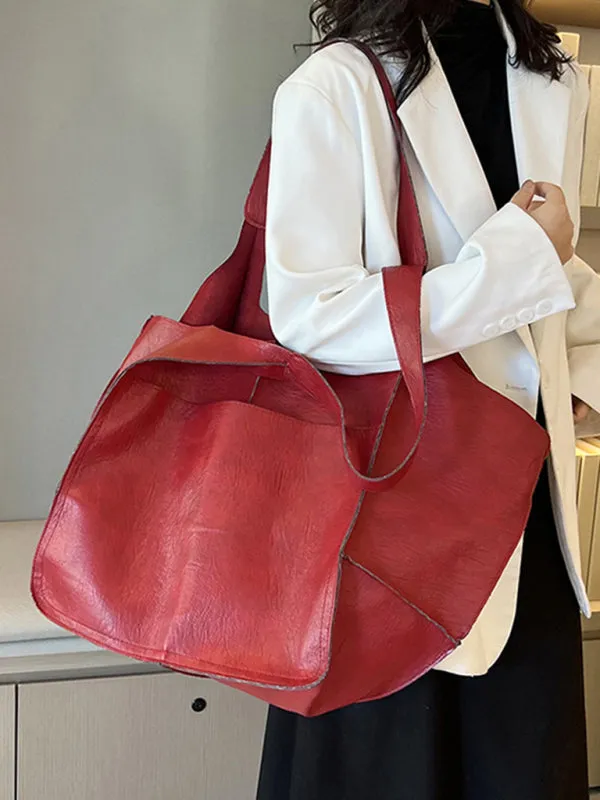 Women's Large Soft PU Leather Shoulder Tote Bag