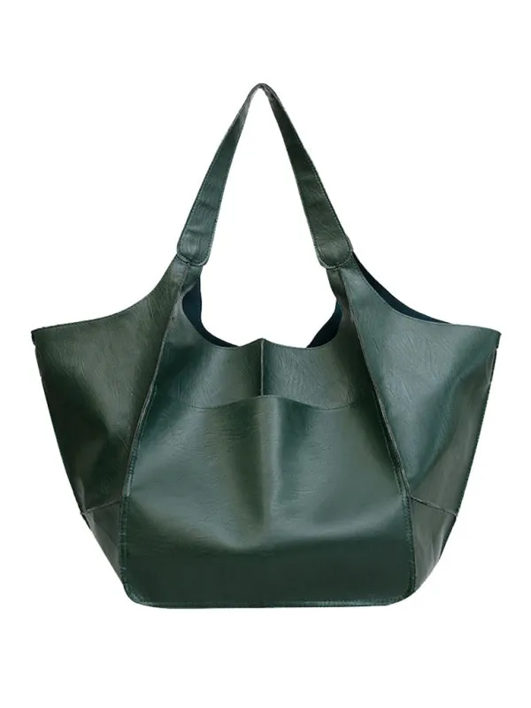 Women's Large Soft PU Leather Shoulder Tote Bag