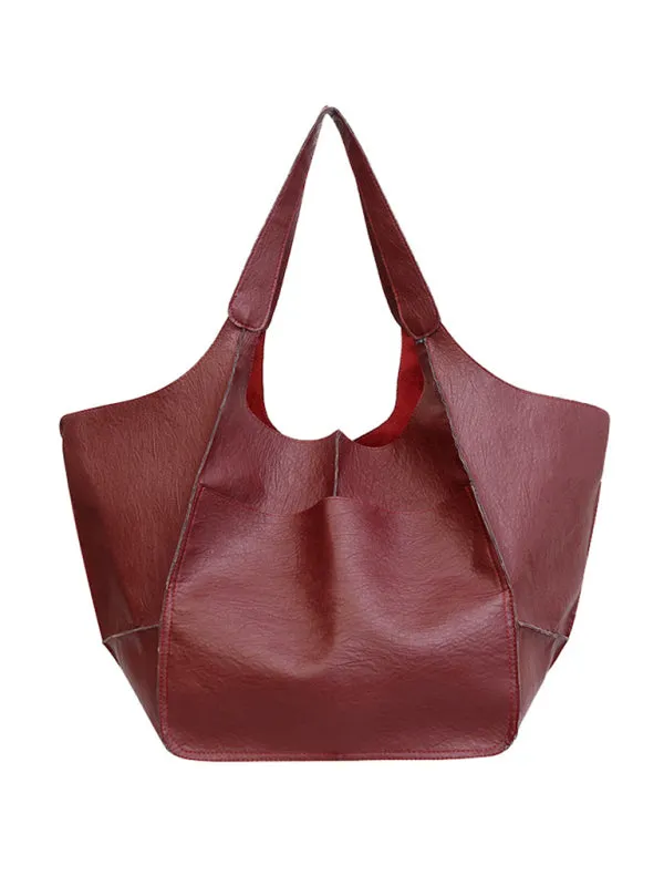 Women's Large Soft PU Leather Shoulder Tote Bag