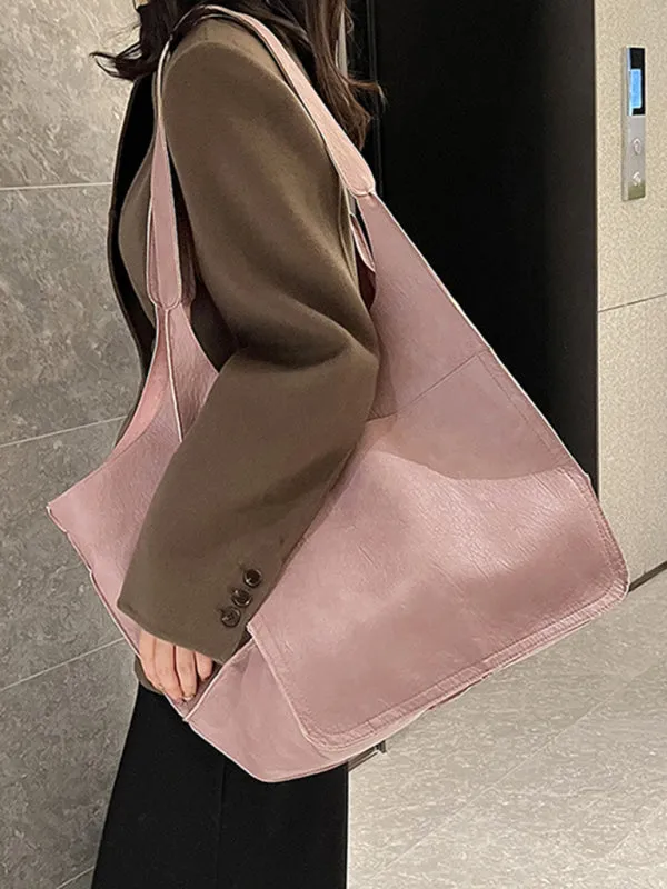 Women's Large Soft PU Leather Shoulder Tote Bag