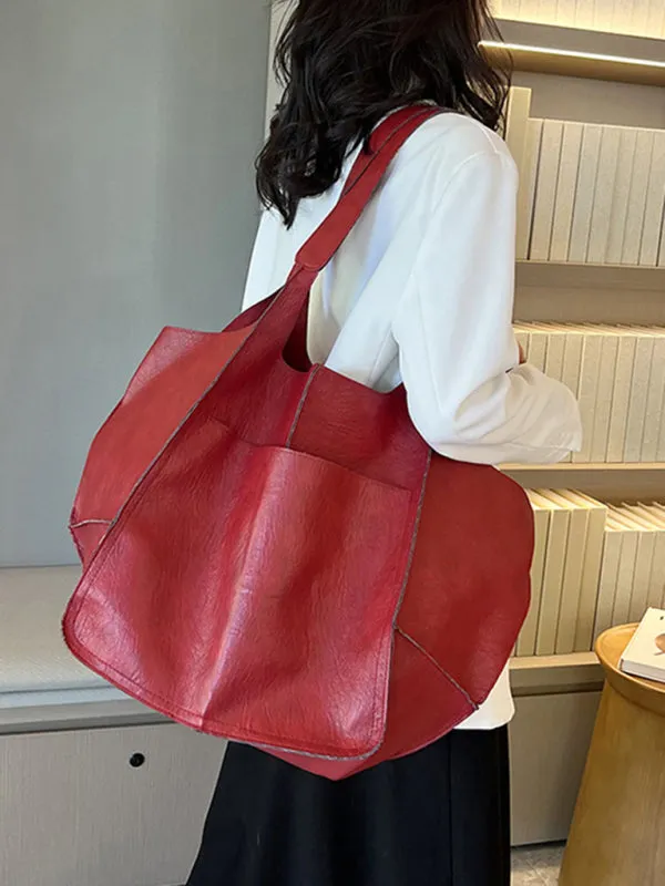 Women's Large Soft PU Leather Shoulder Tote Bag