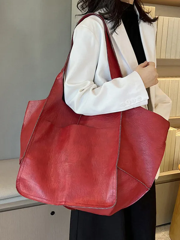 Women's Large Soft PU Leather Shoulder Tote Bag