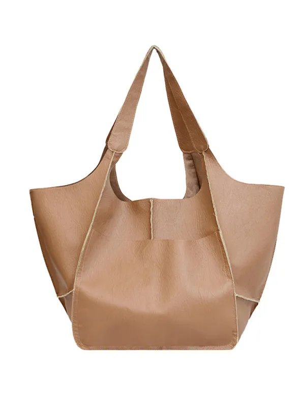 Women's Large Soft PU Leather Shoulder Tote Bag